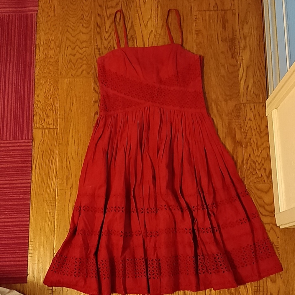 Anthropologie red eyelet dress